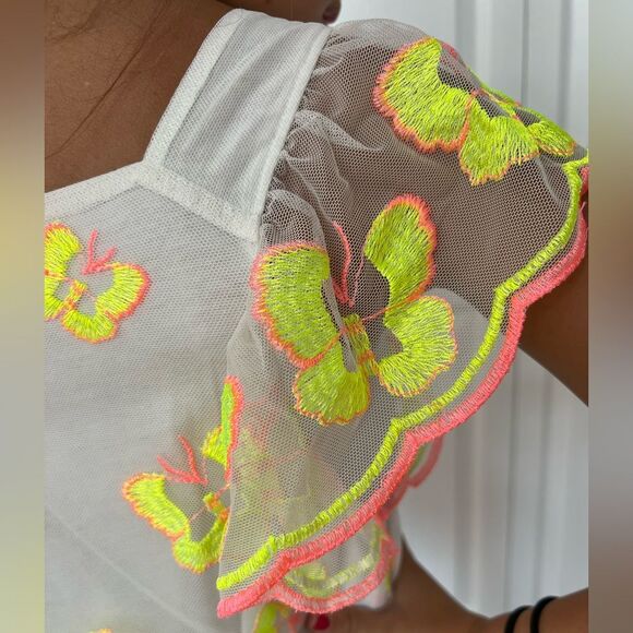 Cat & Jack Yellow and Orange Blouse with Butterfly Pattern Small - Picture 4 of 6